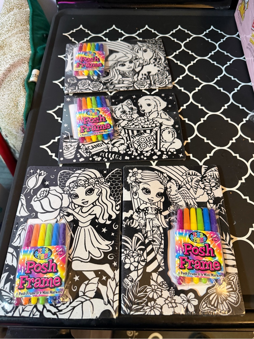 Lisa Frank Black & White Coloring Frames with Rainbow Markers - Party Favors